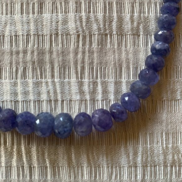 Blue Sapphire Faceted Graduated Quartz Stone Necklace 17" Choker VTG 90s - Picture 4 of 5
